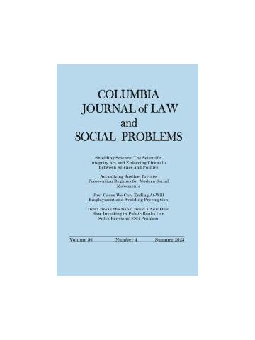Cover of Columbia Journal of Law and Social Problems